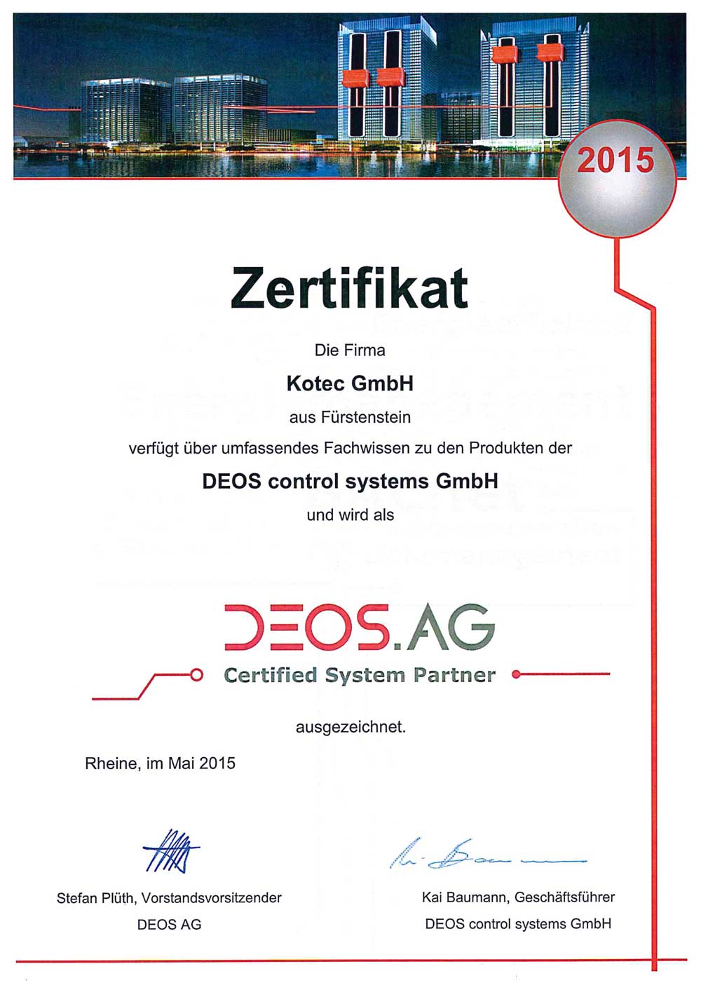 Zertifikat DEOS AG